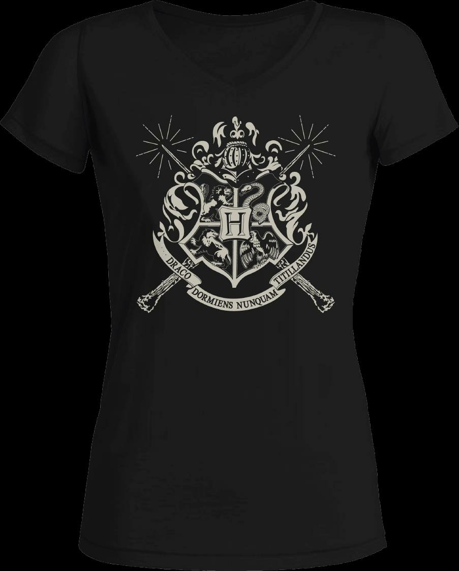 Harry Potter - 4 Houses Emblems Black Women T-Shirt XL - flash vidéo
