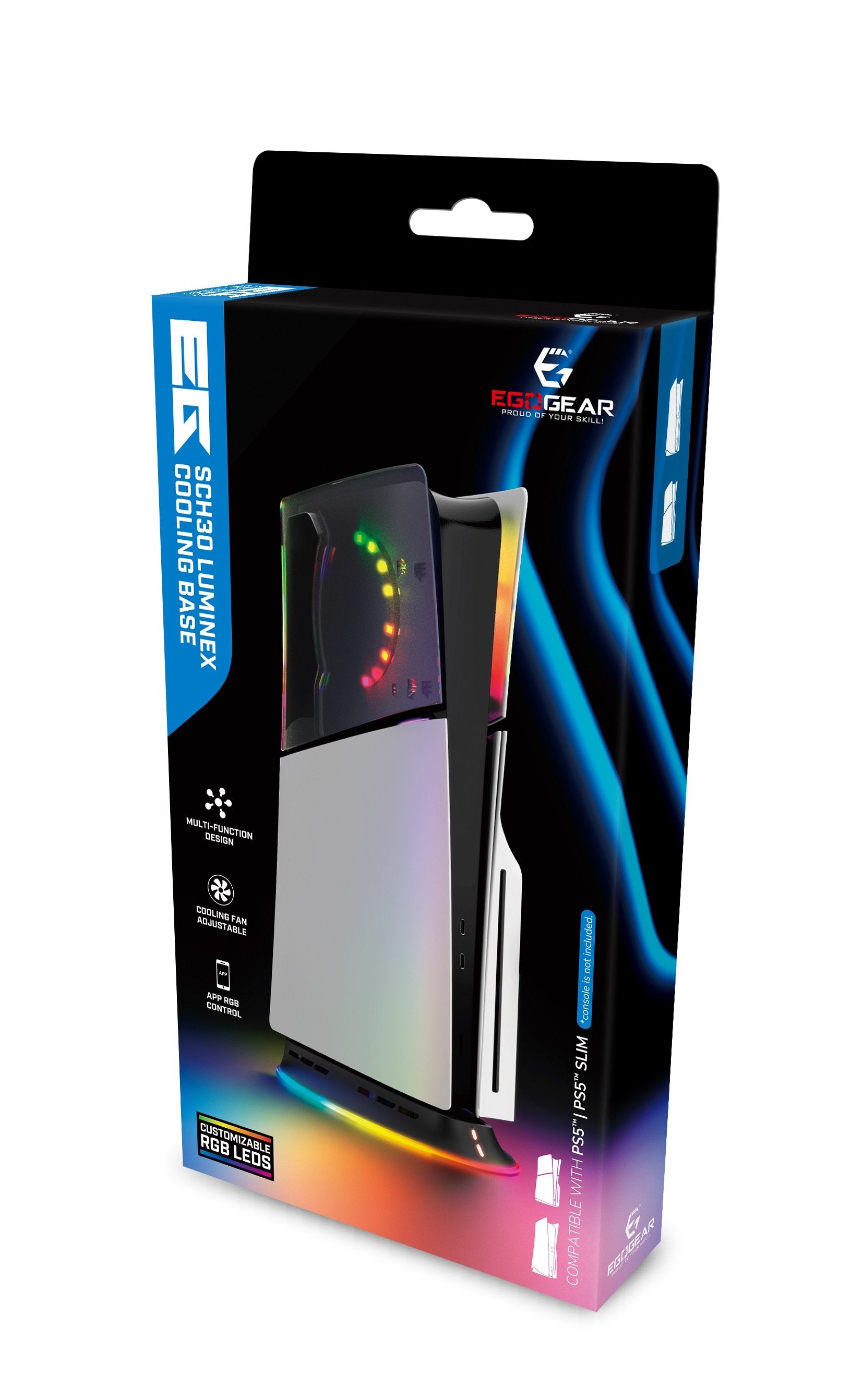 EgoGear - SCH30 - Base de refroidissement RGB LED pour PS5/PS5 SLIM - flash vidéo
