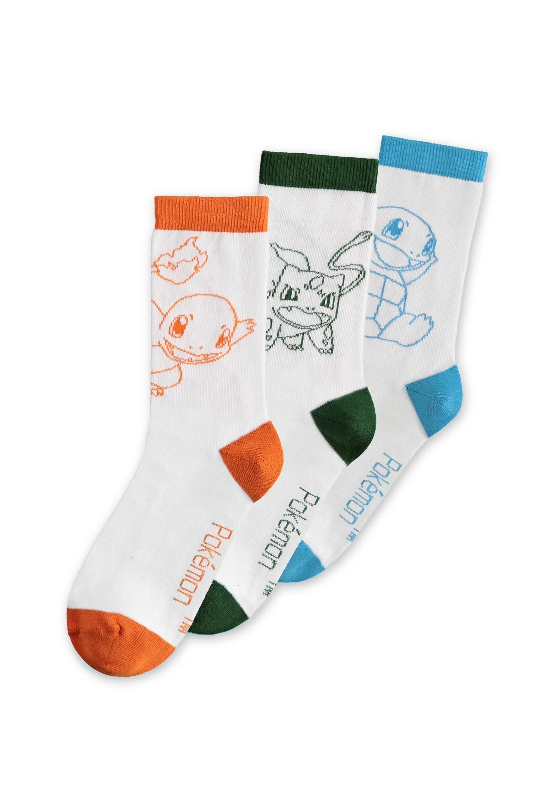 Pokémon - Pack de 3 paires de chaussettes pour homme Pokémon de départ (Taille 43-46) - flash vidéo