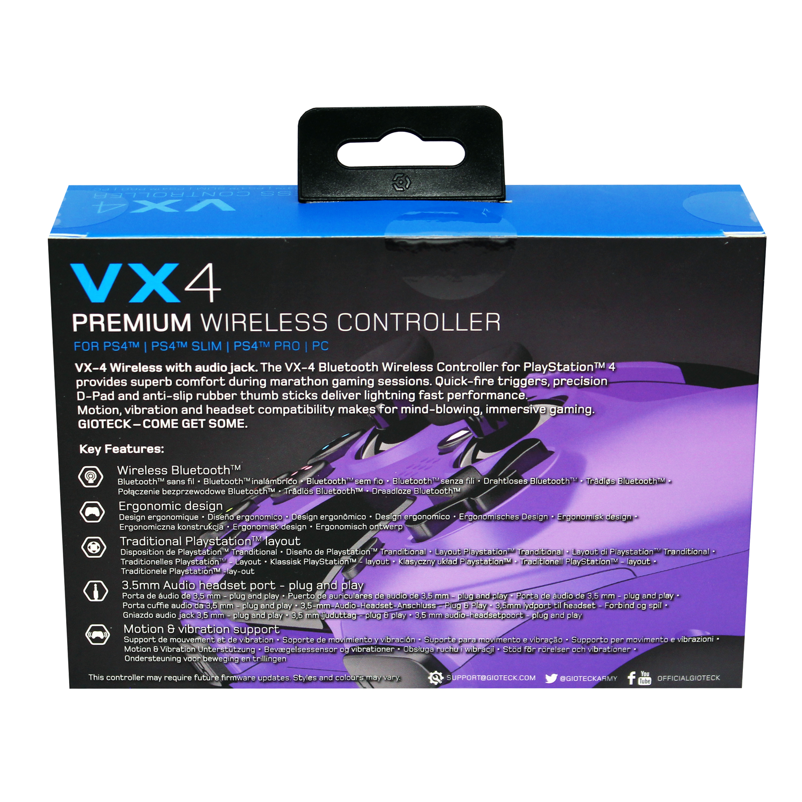 Gioteck - Manette sans fil premium VX4 Mauve pour PS4 et PC - flash vidéo