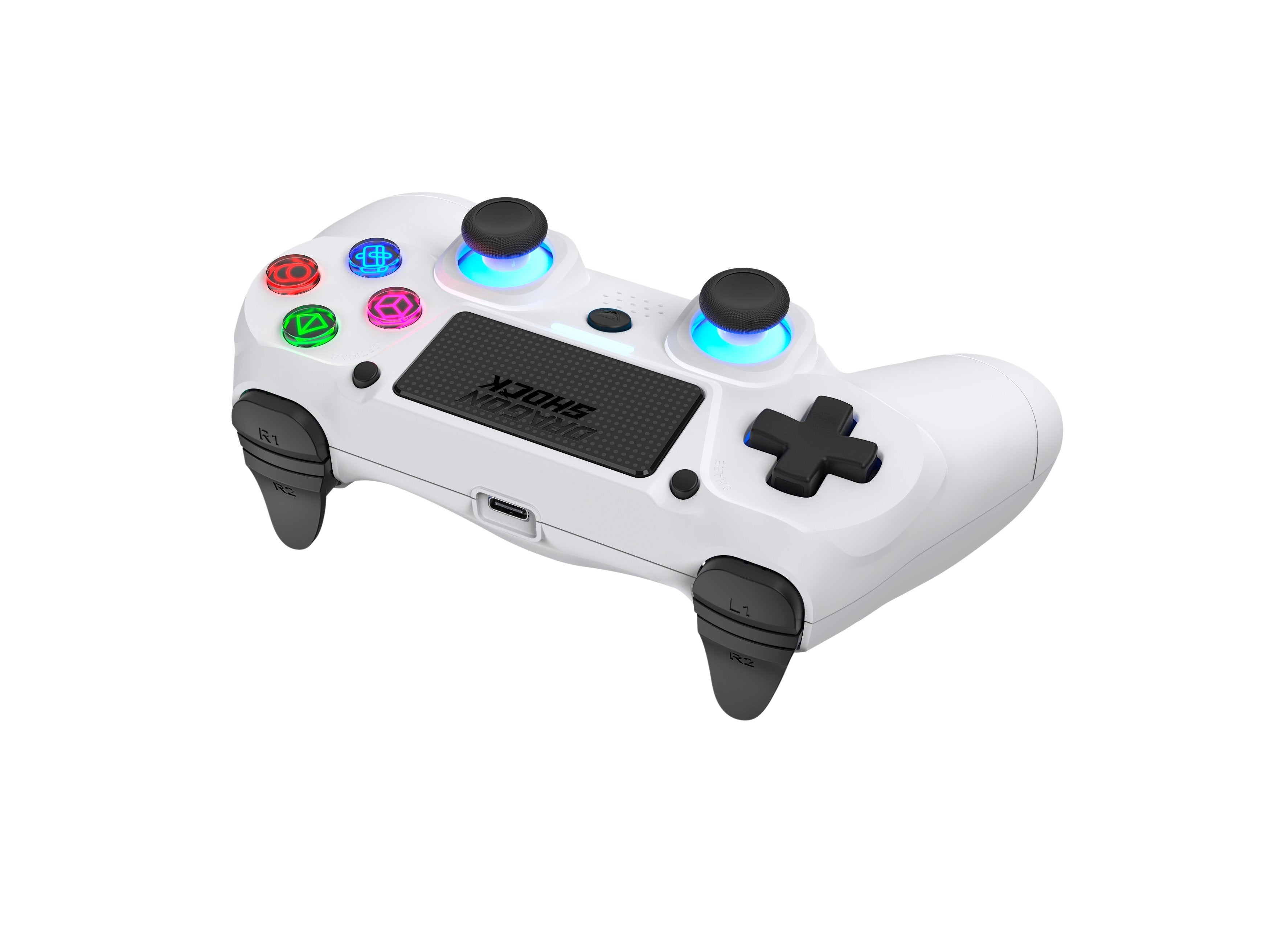 DragonShock - Manette sans fil Bluetooth MIZAR Blanche pour PS4, PC et Mobile - flash vidéo