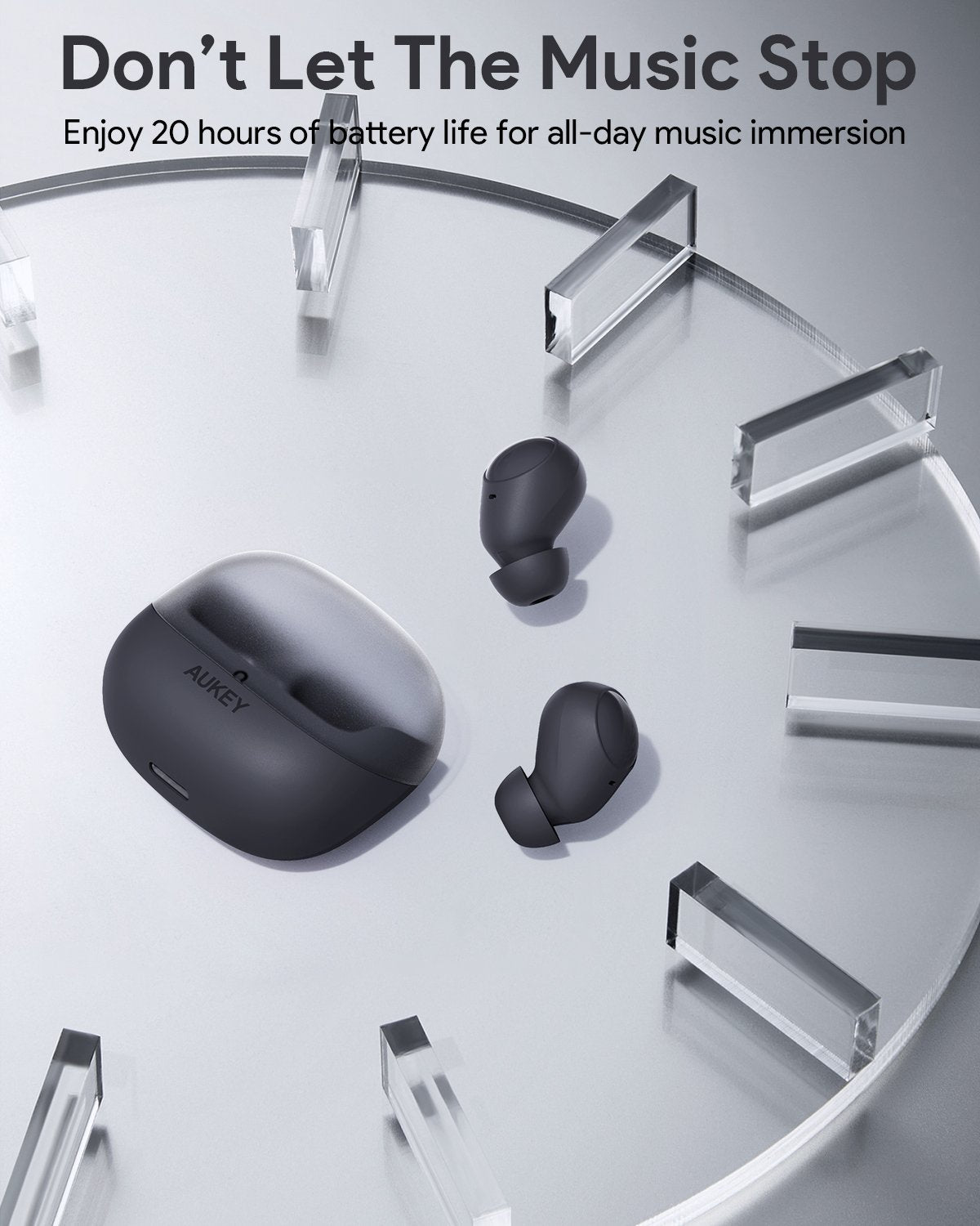 Aukey - Écouteurs sans fil connectés ultra-compacts Noir EP-M3A - flash vidéo