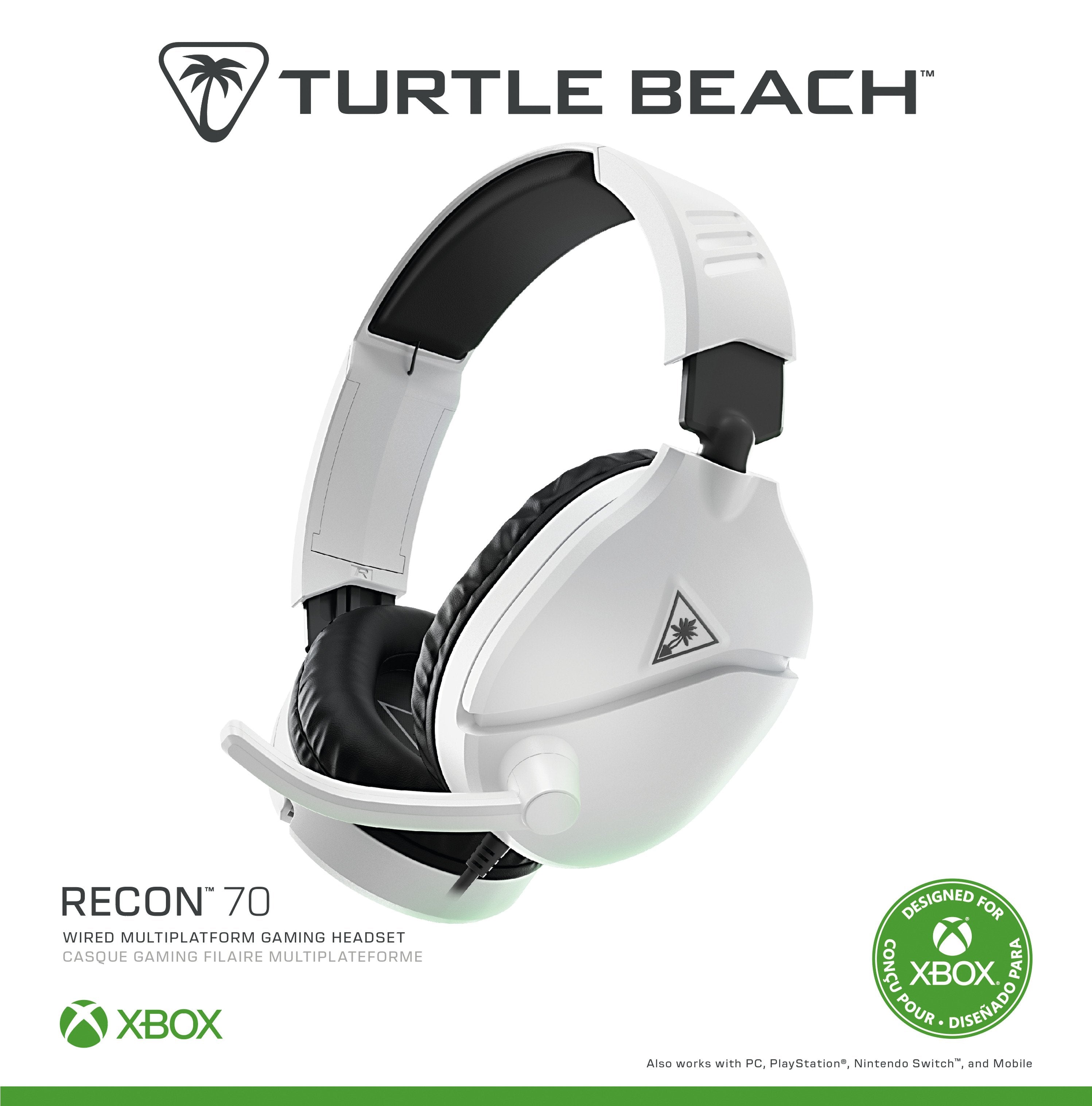 Turtle Beach - Casque de jeu filaire Ear Force Recon 70X Blanc pour Xbox Series, Xbox One, PS5, PS4, Switch, PC et Mobile - flash vidéo