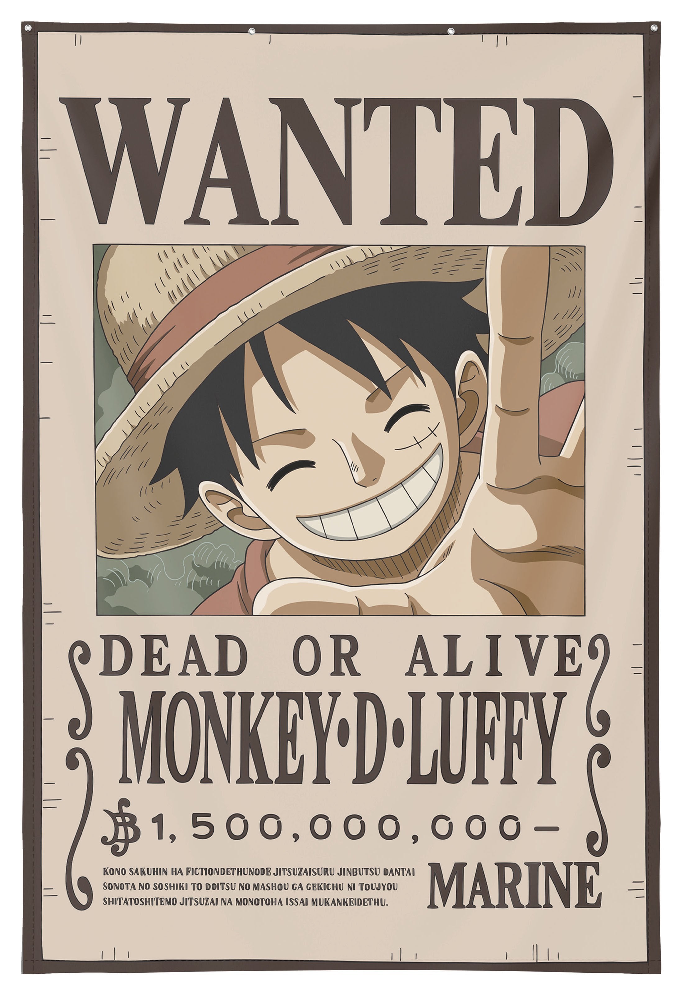 One Piece - Poster Tissu Monkey D. Luffy "Wanted" 125x85cm