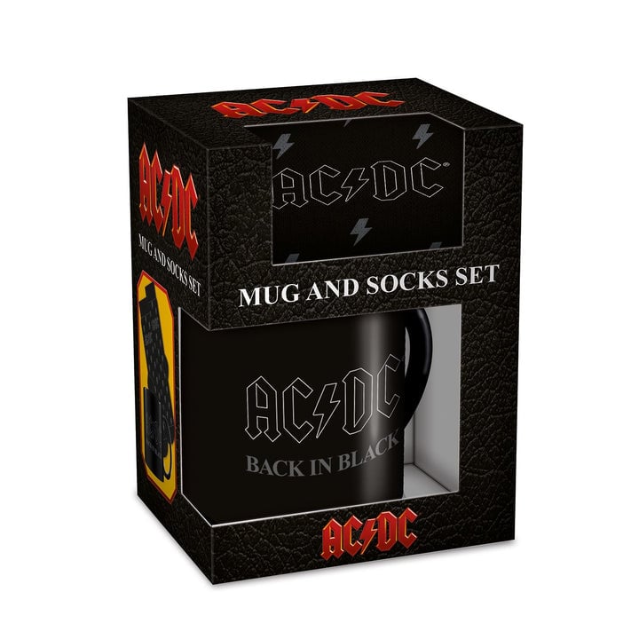 AC/DC - Coffret cadeau avec tasse 315ml et paire de chaussette EU 41-45 "Back in Black" - flash vidéo