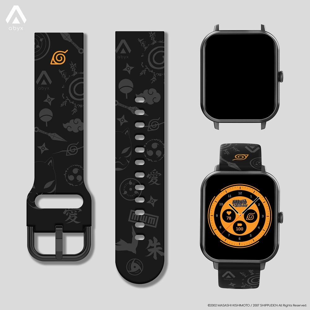 Abyx Fit - Bracelet universel Naruto Shippuden - Symbole Konoha 20mm pour montre connectée - flash vidéo