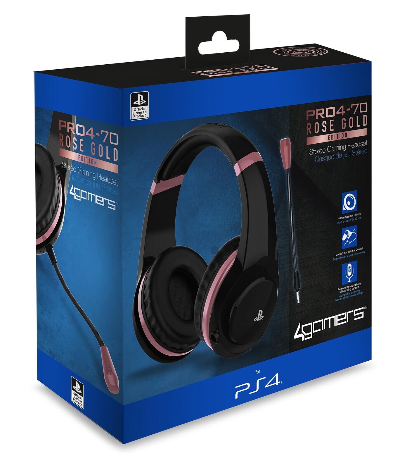 4Gamers - Casque de jeu stéréo filaire PRO 4-70 Camouflage Abstrait Noir pour PS5 et PS4 - flash vidéo