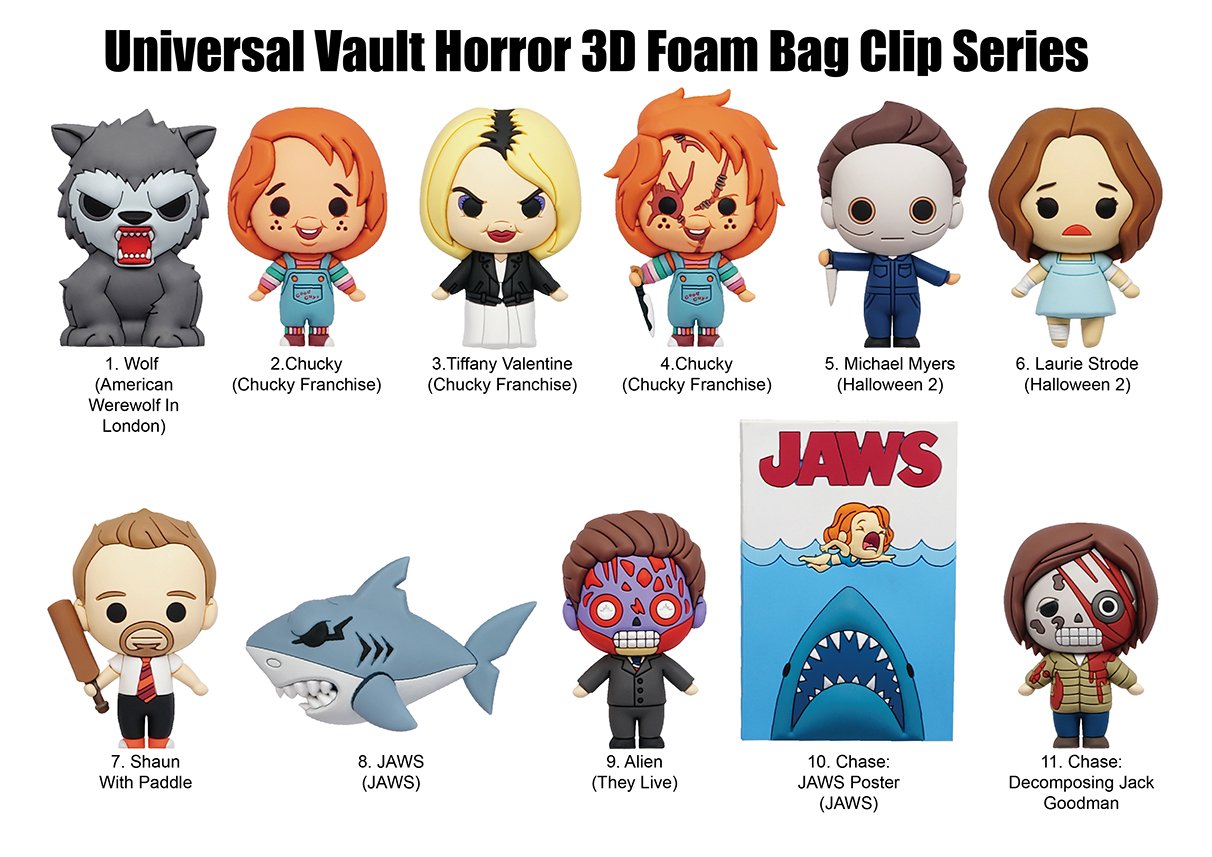 Universal Vault Horror - Assortiment en blind box de figurines de sac de collection en mousse (Série 1) (24 pcs) - flash vidéo