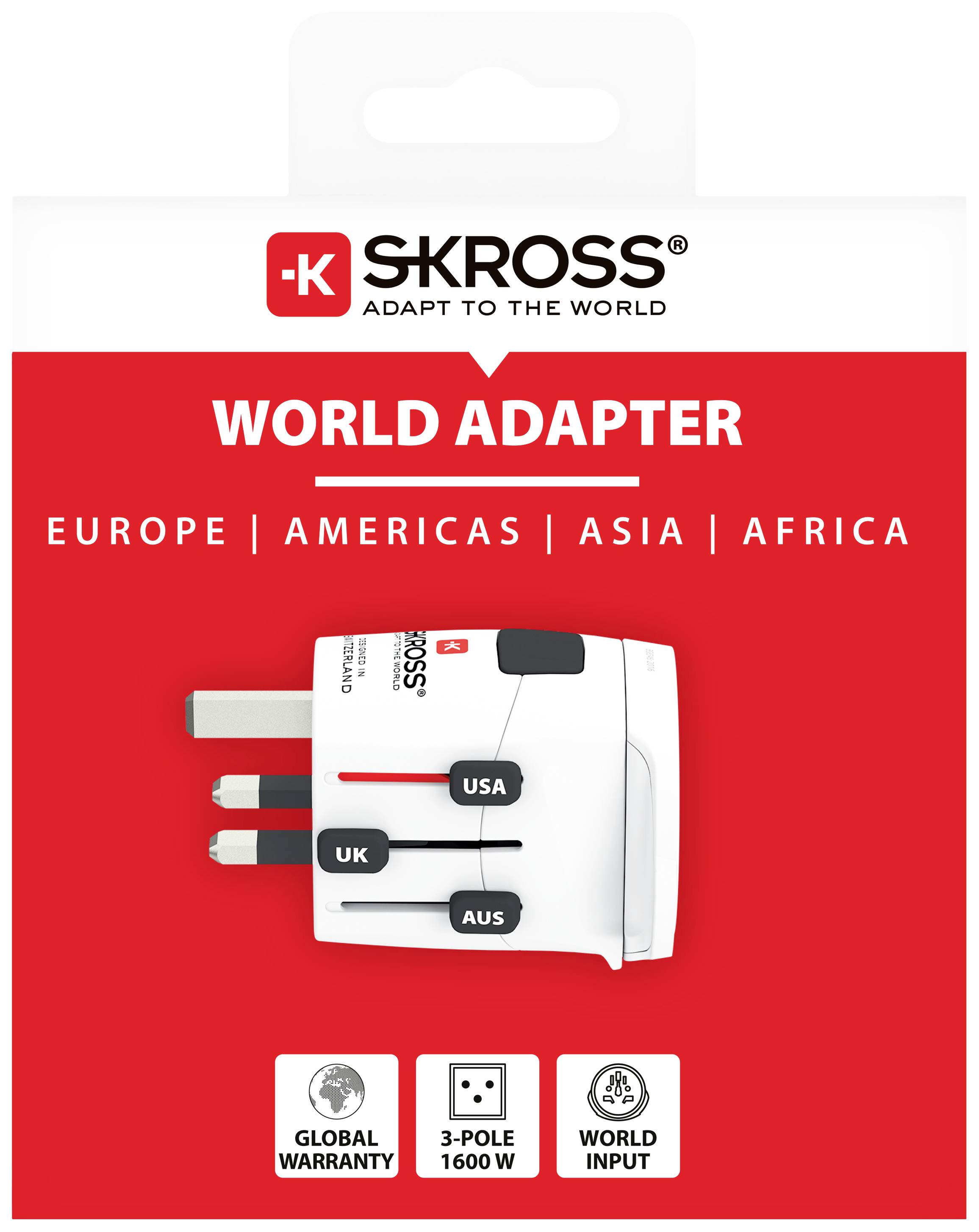 SKROSS - World Travel Adapter with Ground Plugs, without Schuko Top ( no swiss/italy ) - flash vidéo