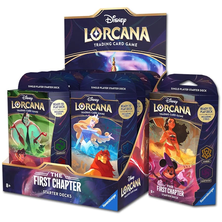 Disney Lorcana JCC : Premier Chapitre - Display de Deck de démarrage (12 Decks) - flash vidéo