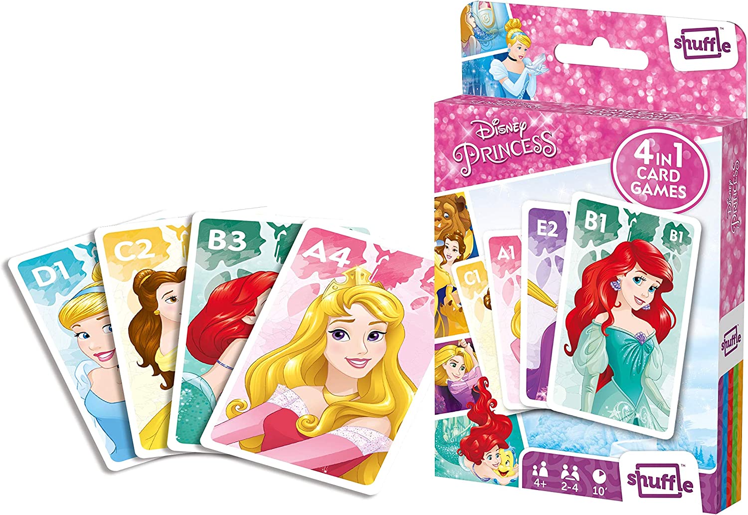 Shuffle - Jeu de Cartes Disney Princesses - 4 en 1 - flash vidéo