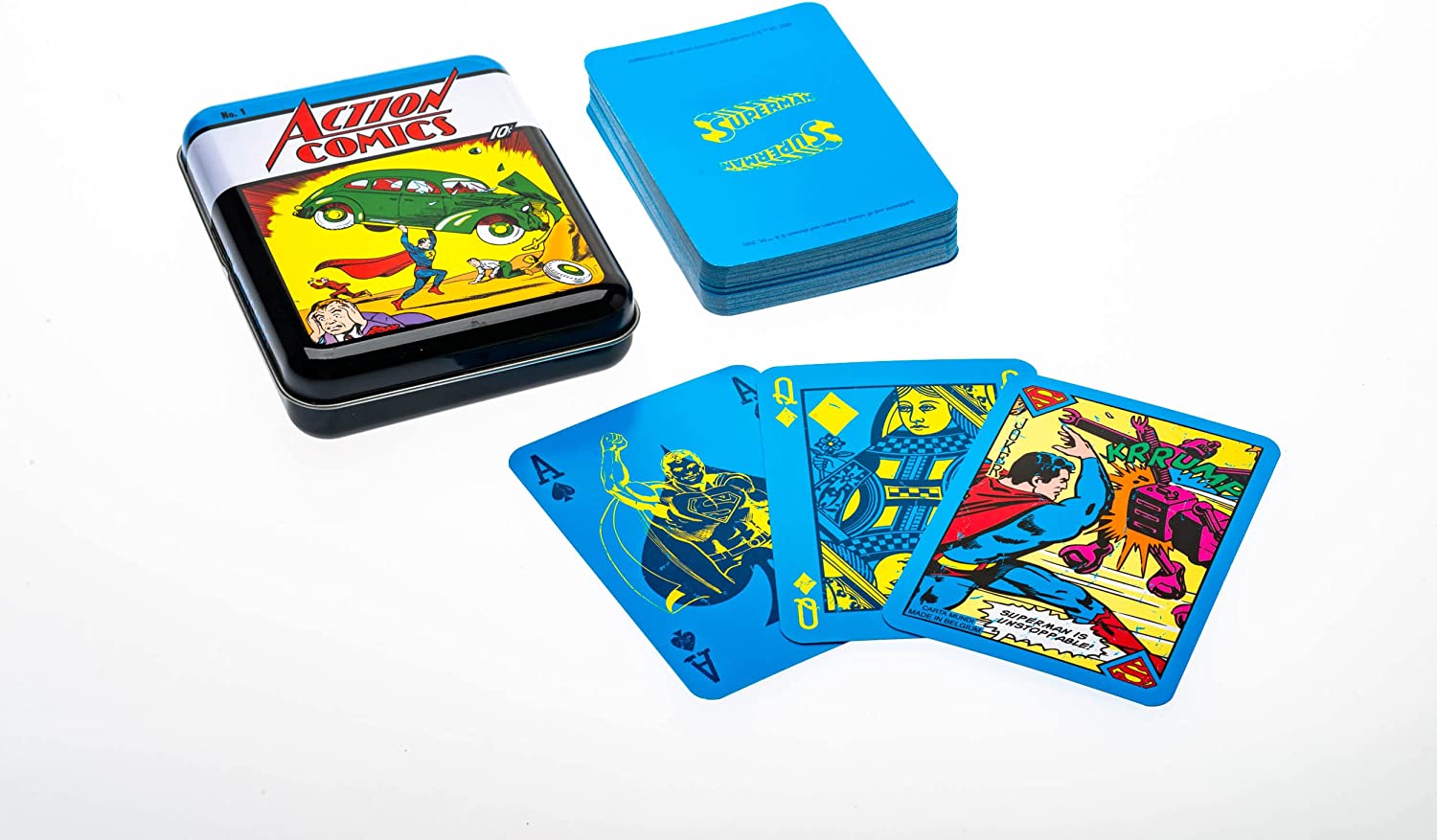 DC Comics Tins - Action Comics #1 - Cartes à Jouer Boite Métallique - flash vidéo
