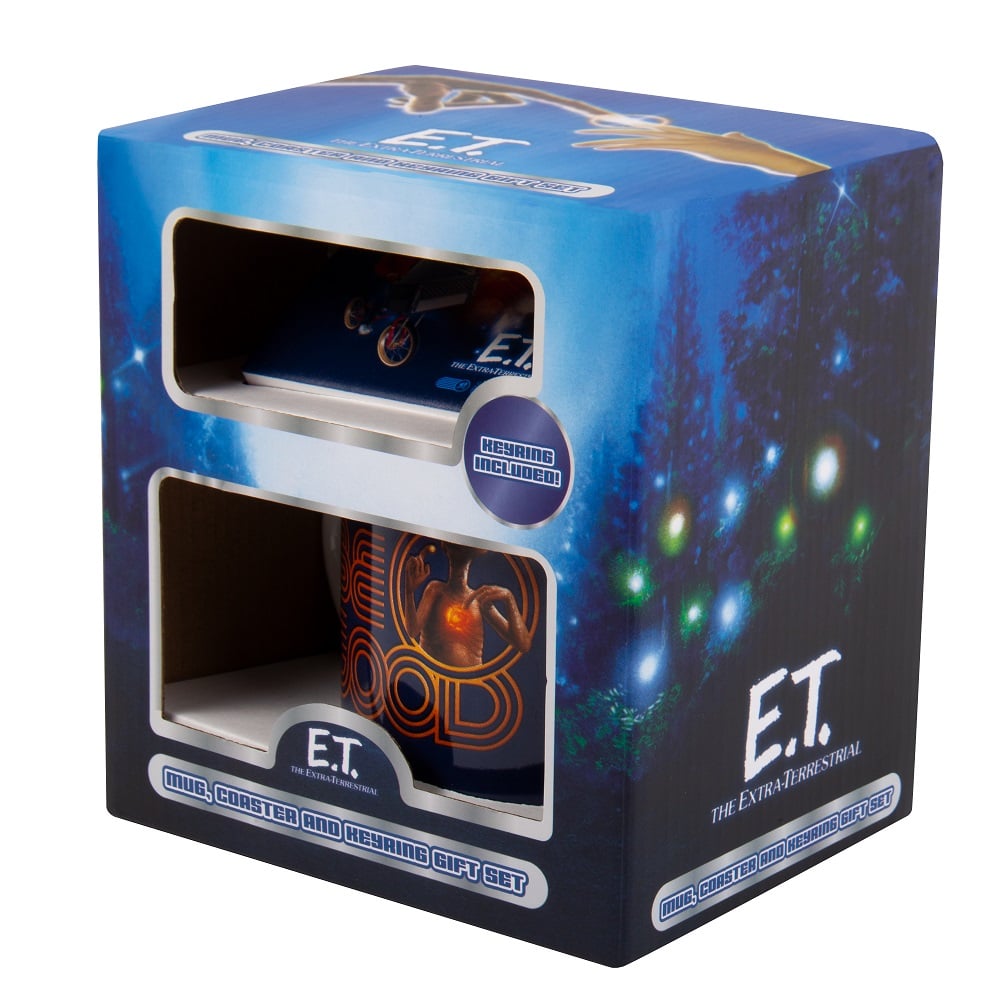 E.T., l'extra-terrestre - Coffret cadeau mug, dessous de verre et porte-clés - flash vidéo