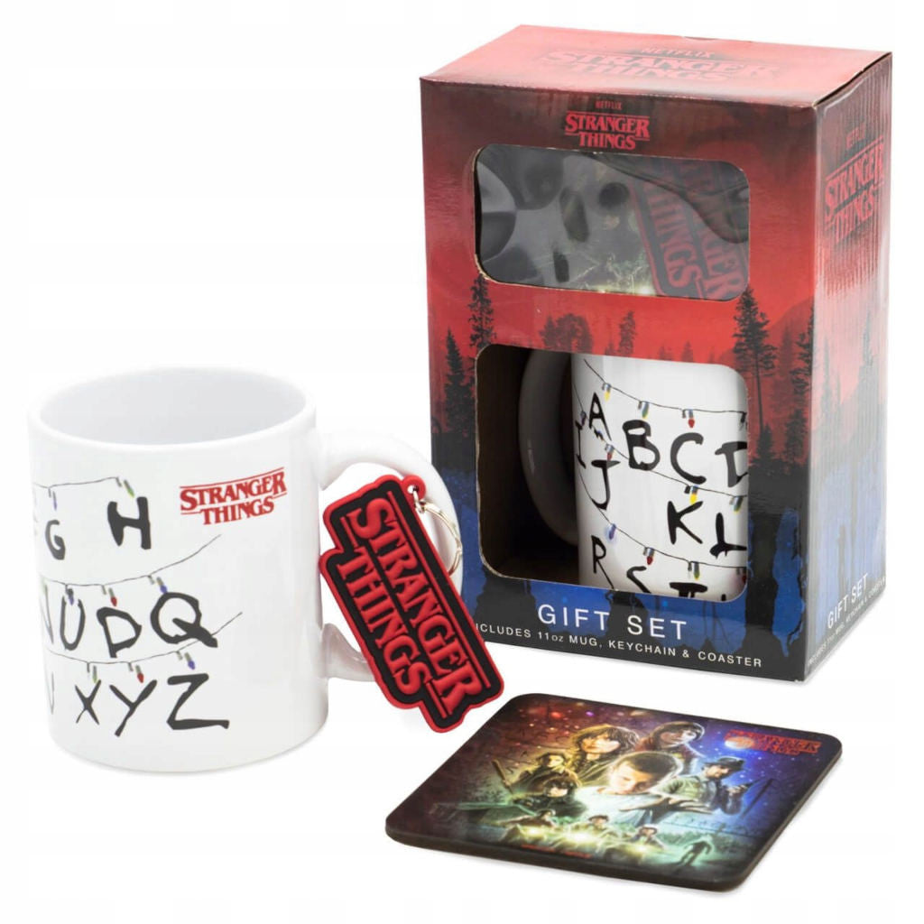 Stranger Things - Coffret cadeau Mug + Dessous de verre + Porte-clef "Iconic" - flash vidéo
