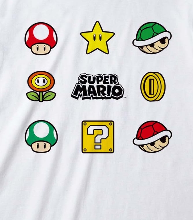 Nintendo - T-Shirt unisexe Blanc Super Mario Objets - M - flash vidéo