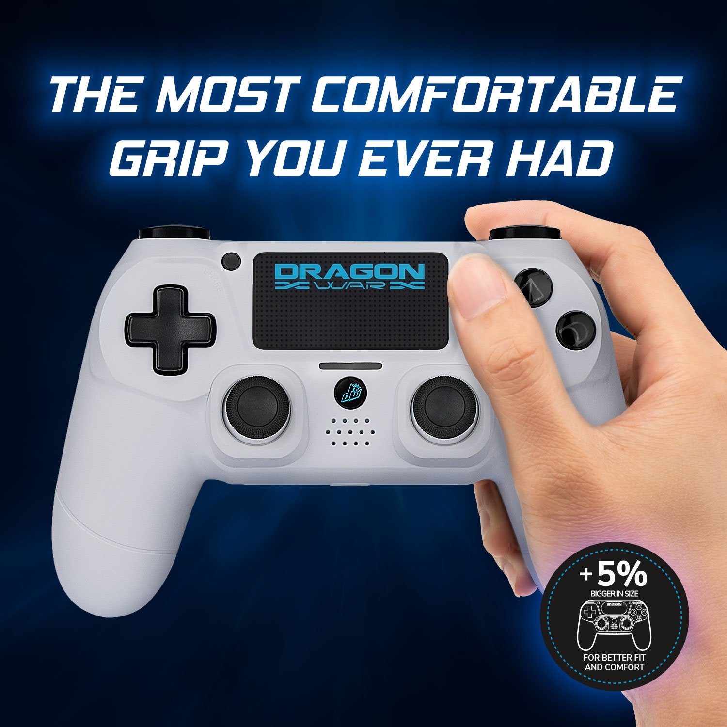 Dragonwar - Manette sans fil Dragon Shock 4 Blanche pour PS4, PC et Mobile - flash vidéo