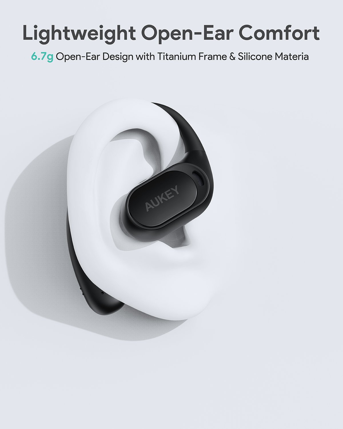 Aukey - Écouteurs sans fil connectés Sports Fit Open-Ear Noir - flash vidéo