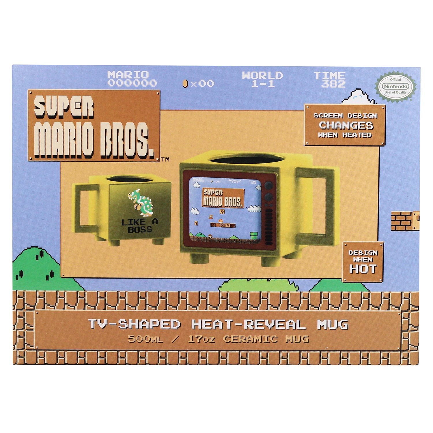 Super Mario - Mug 3D thermoréactif en forme de TV "Like A Boss" - flash vidéo