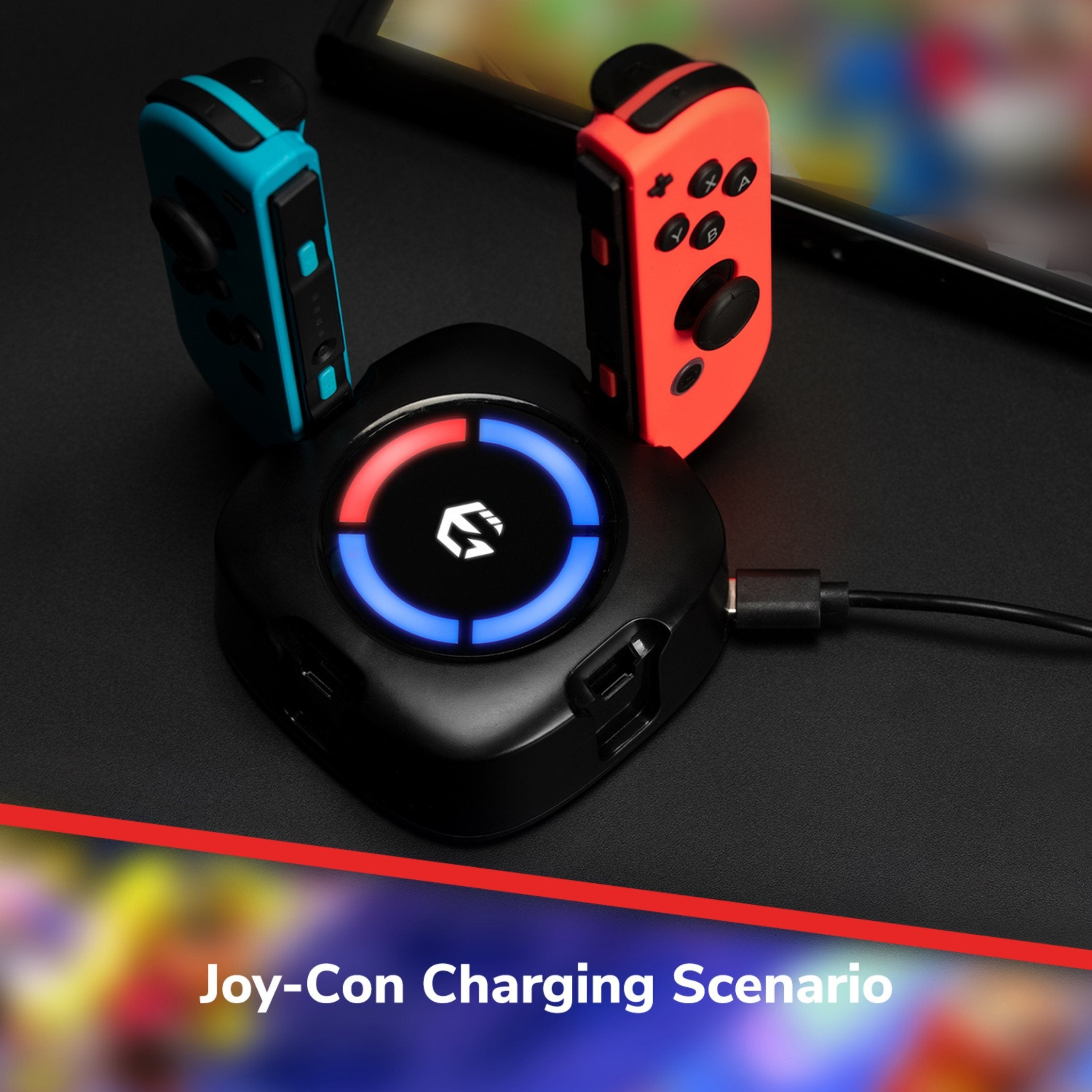 EgoGear - Socle de charge premium SCH25 noir pour manettes Joy-Con de la Switch et Switch OLED - flash vidéo