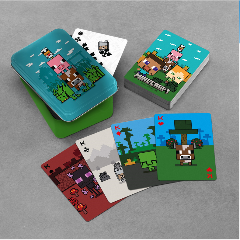 Mojang Studios - Minecraft - Cartes à jouer avec boîte de rangement en métal animaux - flash vidéo