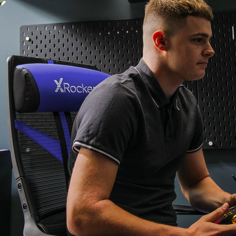 X Rocker - Chaise de jeu compacte Helix Bleu - flash vidéo