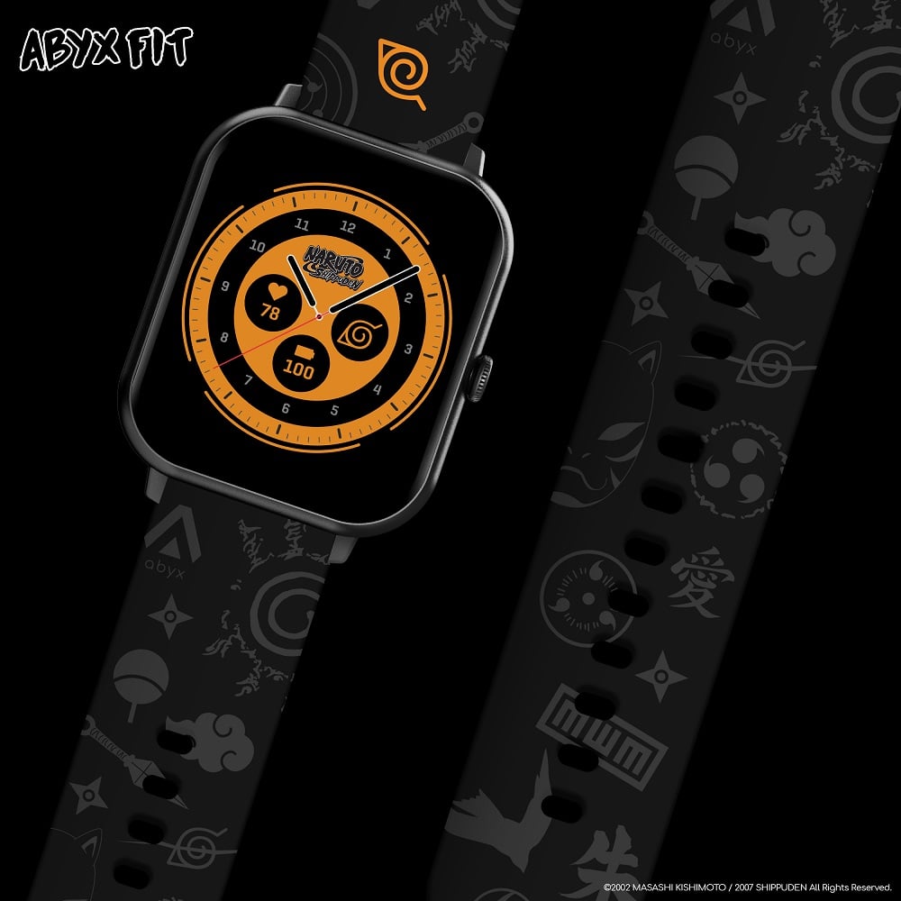 Abyx Fit - Bracelet universel Naruto Shippuden - Symbole Konoha 20mm pour montre connectée - flash vidéo