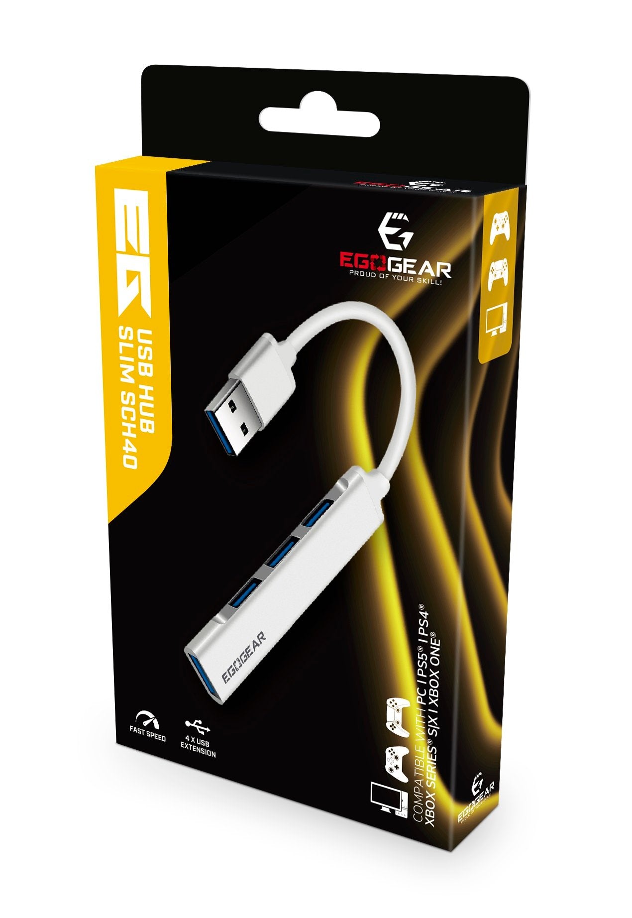 EgoGear - Hub USB 4 ports 3.0 SuperSpeed SCH40 Argenté - flash vidéo