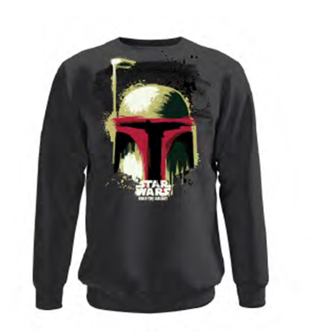 Star Wars - Bounty Hunter Head Tag Anthracite Men's Round Collar Sweat - S - flash vidéo