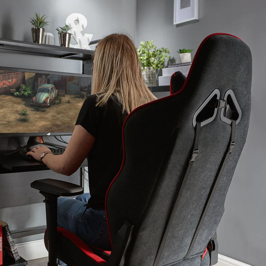 X Rocker - Chaise de jeu eSport Siena avec réglage confortable et finition en tissu Noire/Rouge - flash vidéo