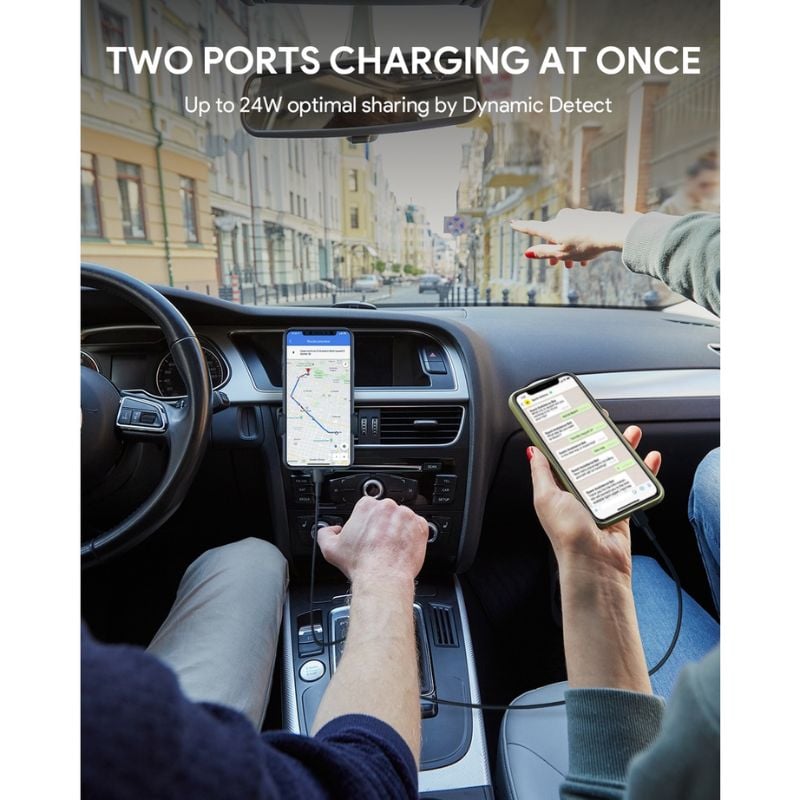 Aukey - Chargeur de voiture 30W à 2 ports Nano Series - flash vidéo