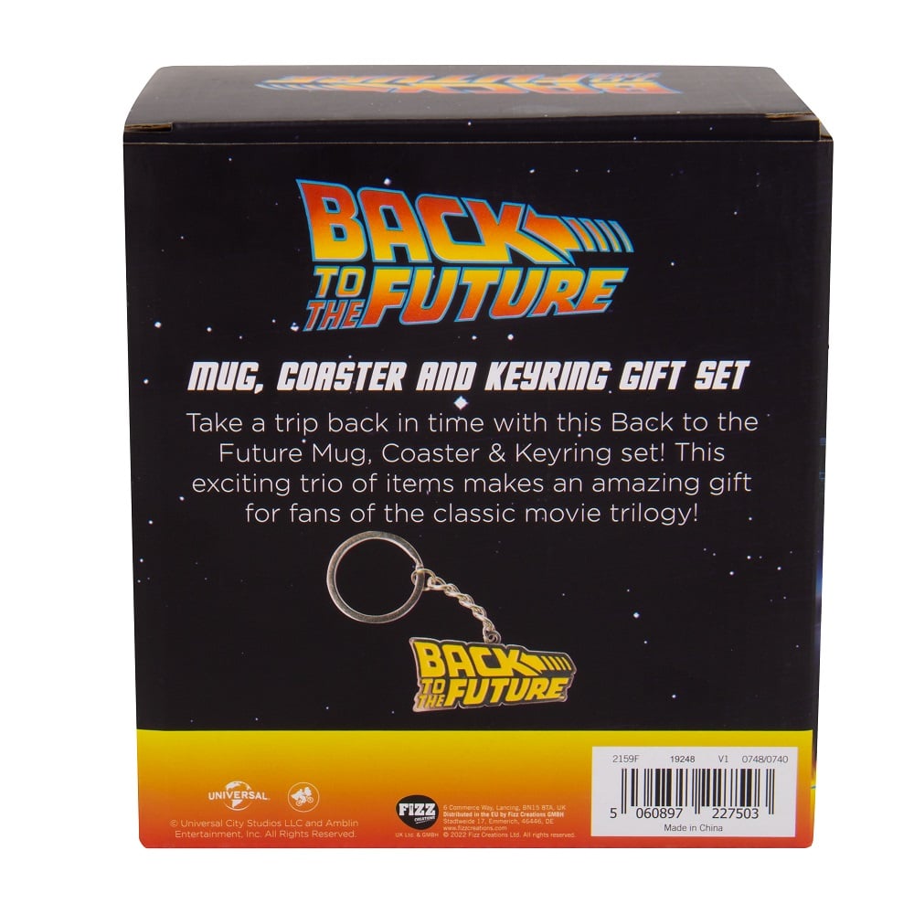 Retour vers le futur - Coffret cadeau mug, dessous de verre et porte-clés - flash vidéo