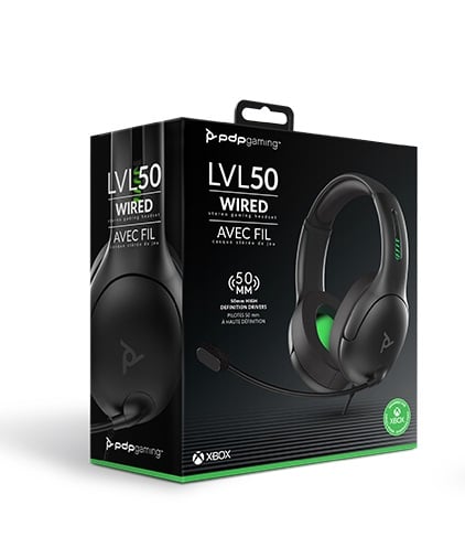 PDP - Casque de jeu stéréo filaire LVL50 Noir pour Xbox Series X|S, Xbox One et PC - flash vidéo