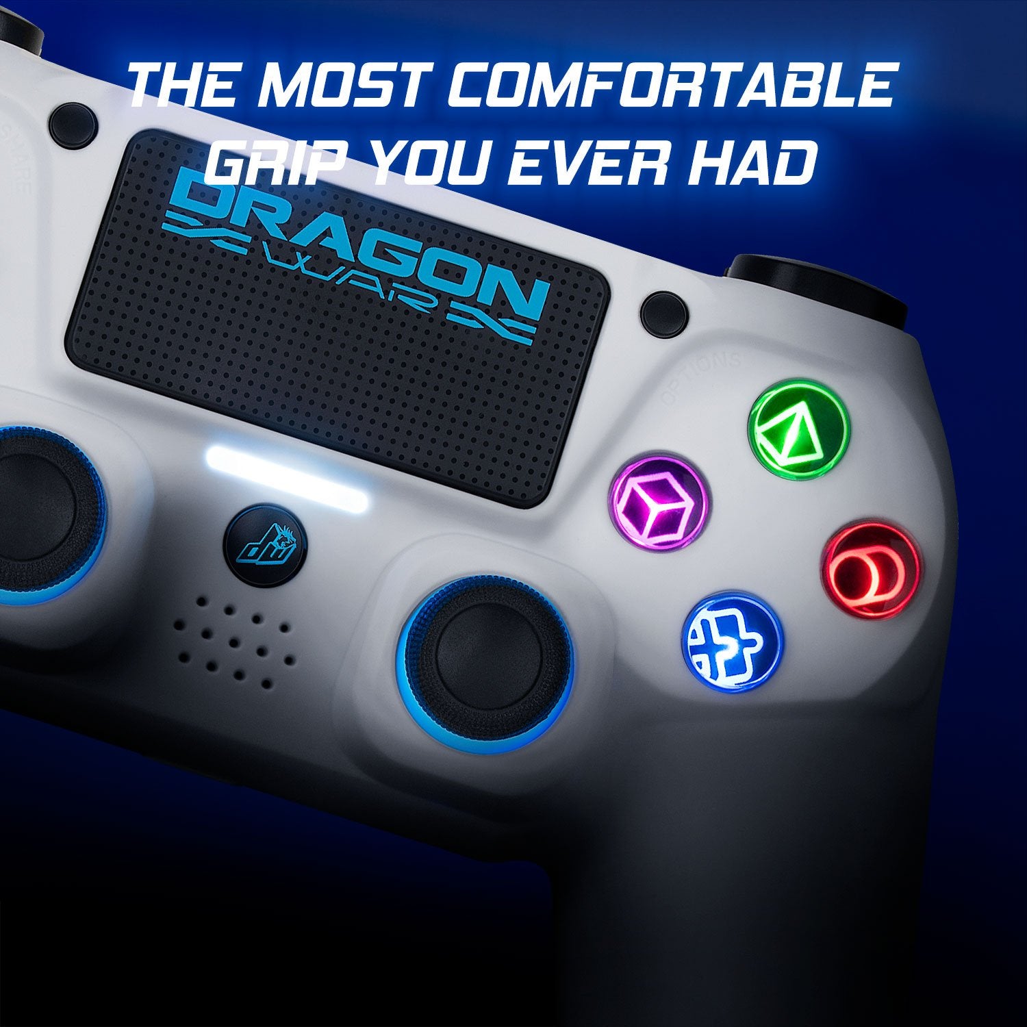 Dragonwar - Manette sans fil Dragon Shock 4 Blanche pour PS4, PC et Mobile - flash vidéo