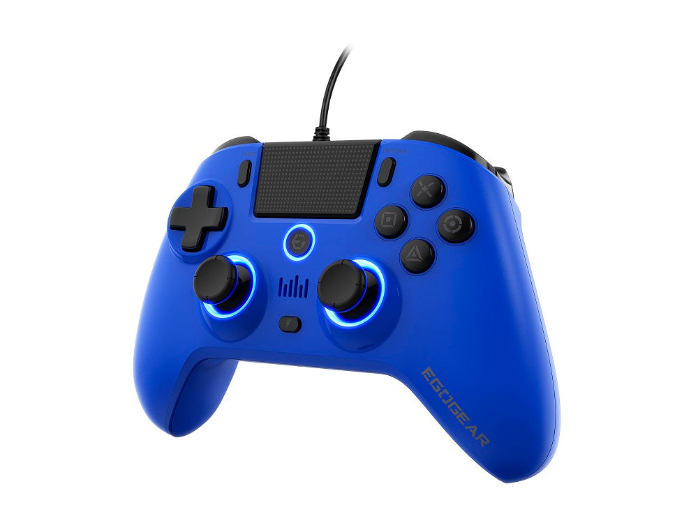 EgoGear - Manette filaire SC10 bleue avec port audio pour casque pour PS4, PS3 et PC - flash vidéo