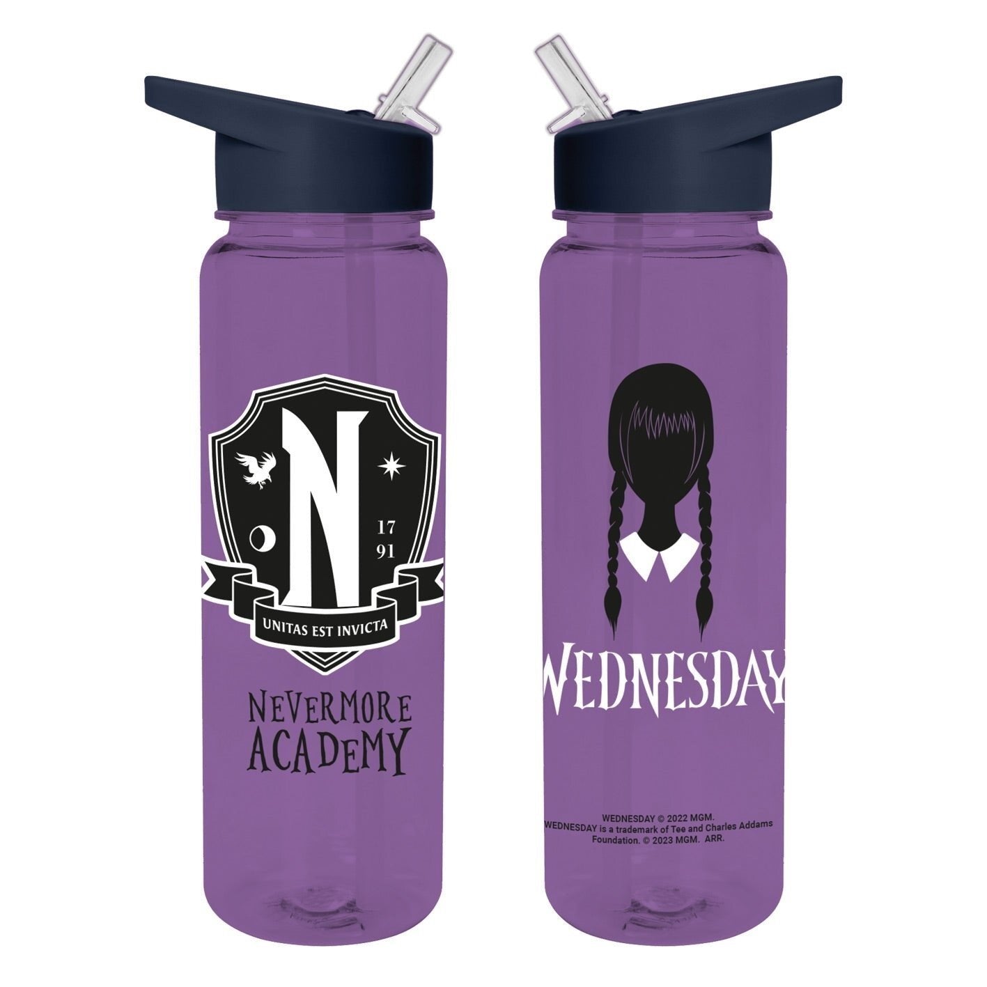 Mercredi - Bouteille d'eau réutilisable Académie Nevermore - flash vidéo
