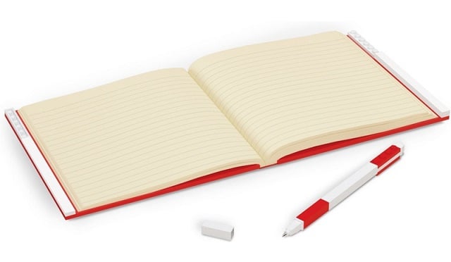 Cahier verrouillable Lego avec stylo gel - Rouge - flash vidéo