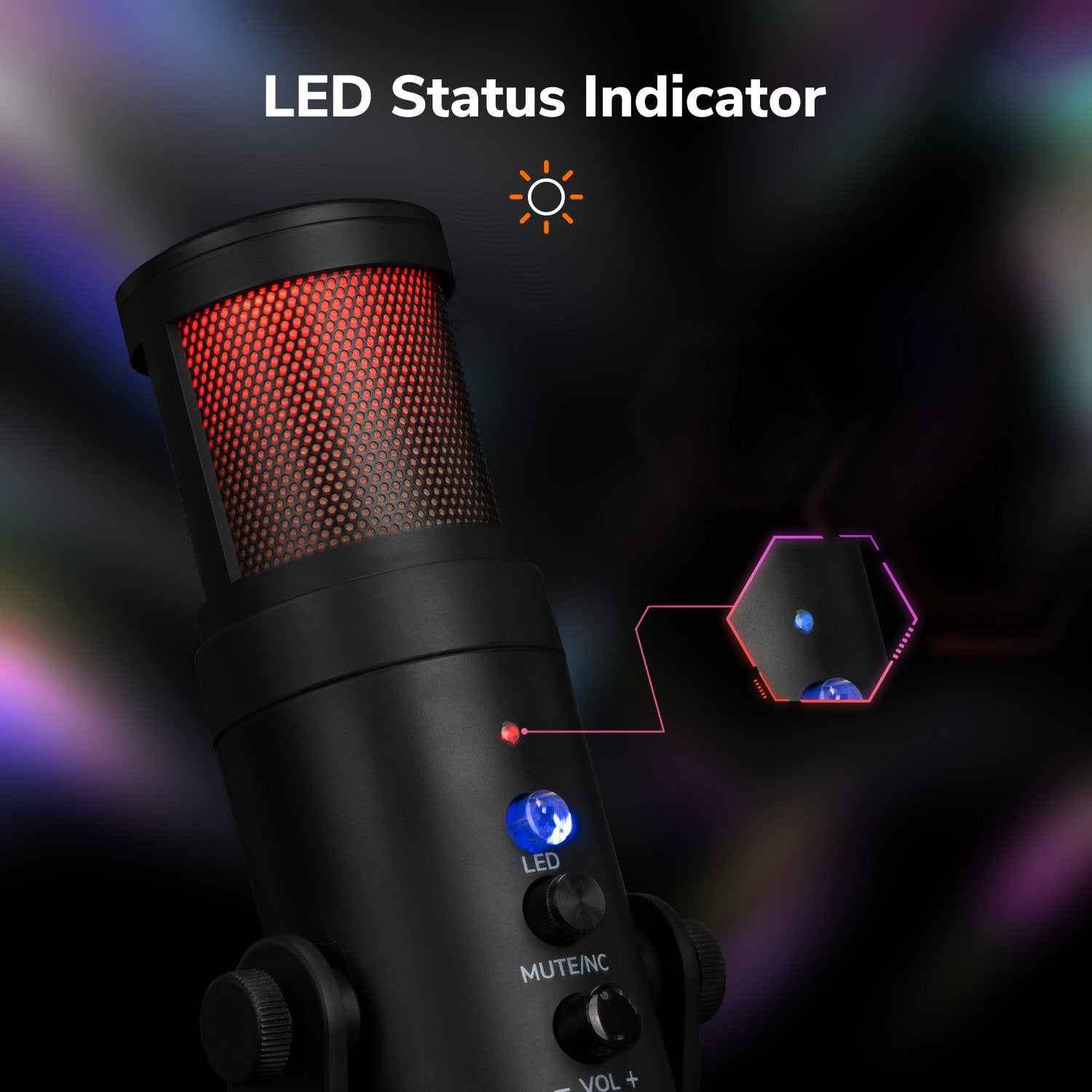 EgoGear - Microphone de streaming haut de gamme RGB SLI50 - flash vidéo