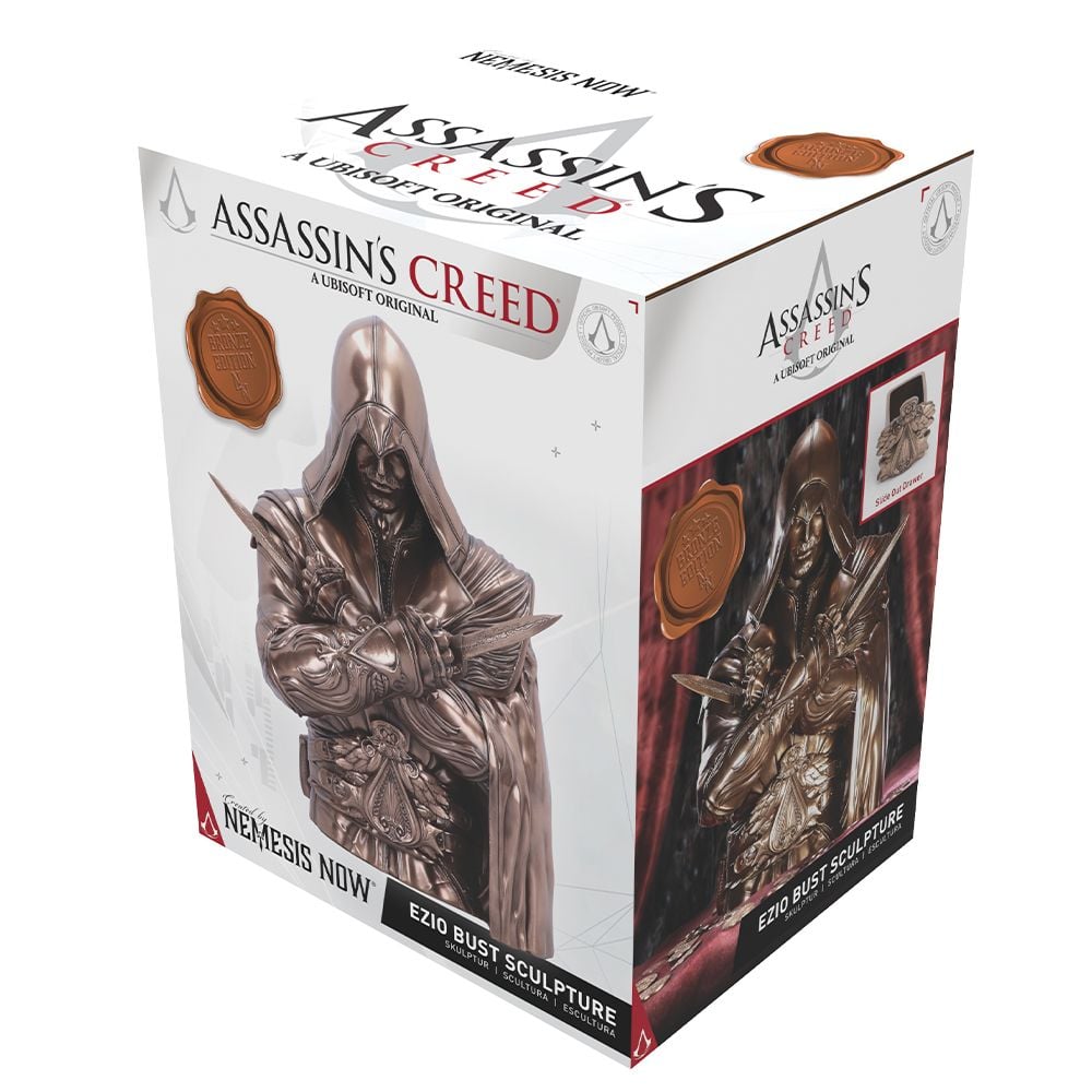 Assassin's Creed - Boîte en forme de buste de Ezio Auditore da Firenze (Finition en bronze) 30cm - flash vidéo