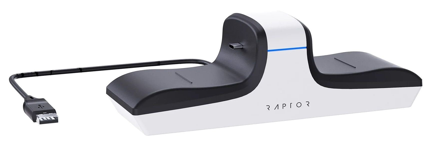 Raptor Gaming - Chargeur double blanc pour manettes PS5 DualSense - flash vidéo