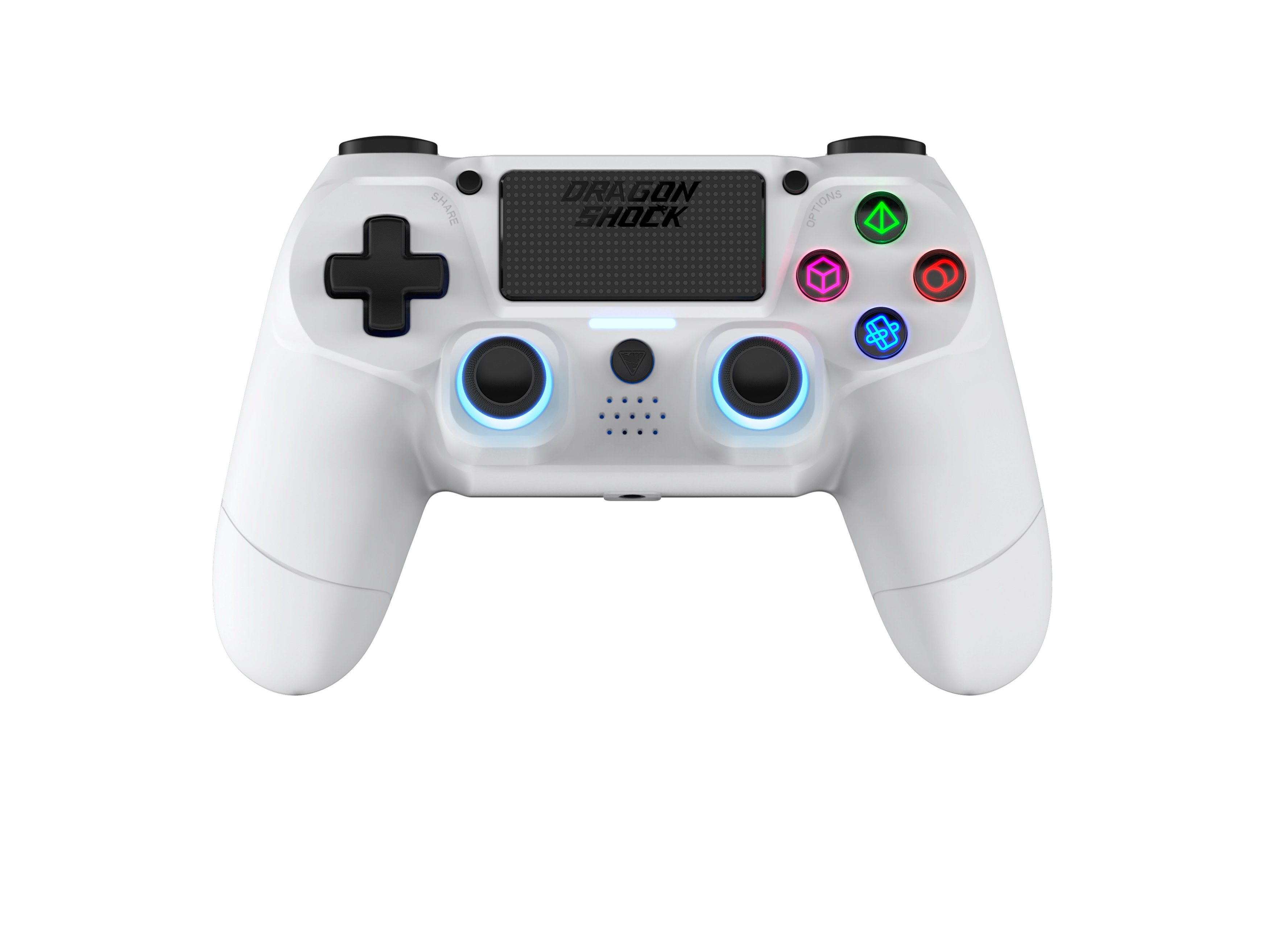 DragonShock - Manette sans fil Bluetooth MIZAR Blanche pour PS4, PC et Mobile - flash vidéo