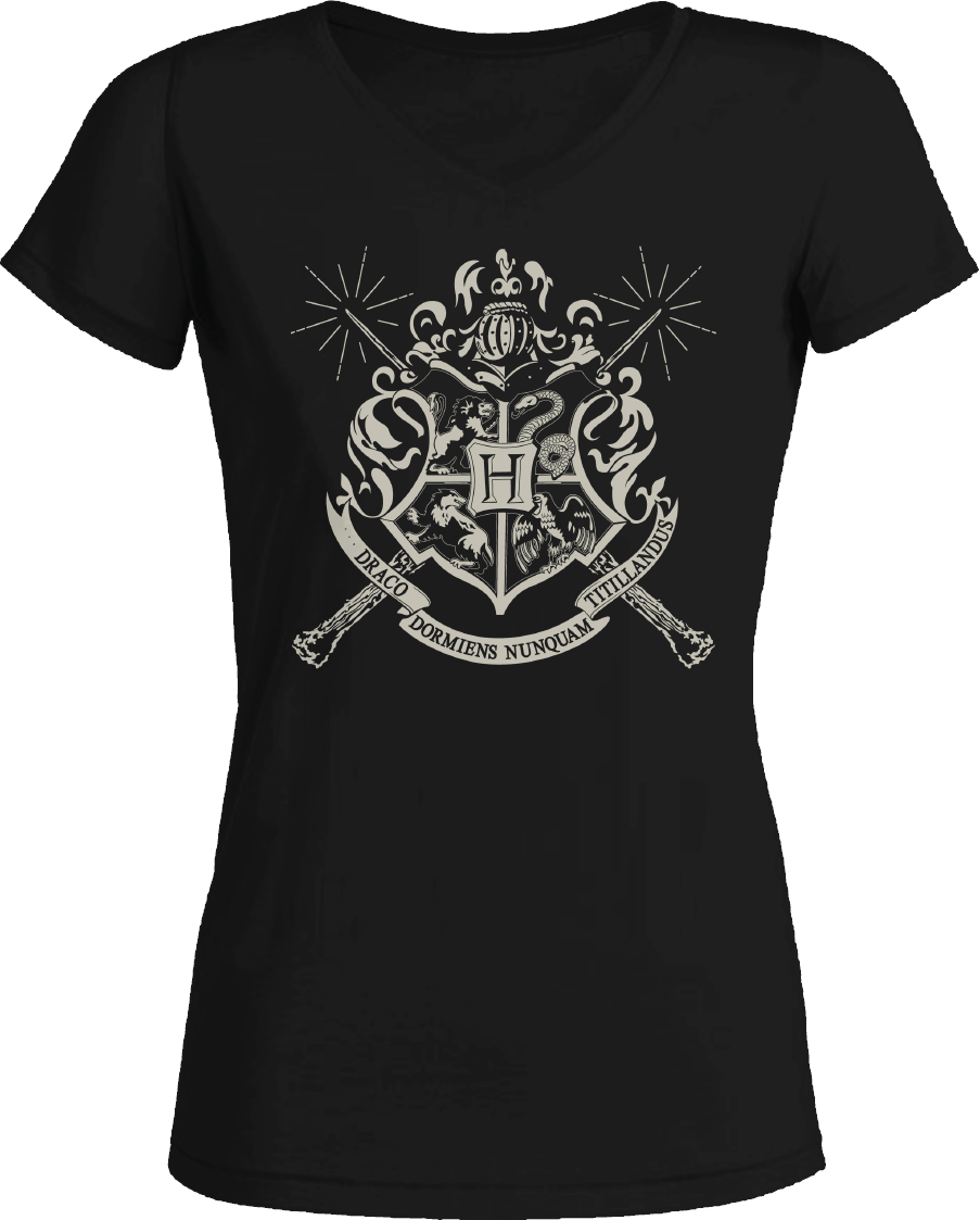 Harry Potter - 4 Houses Emblems Black Women T-Shirt L - flash vidéo