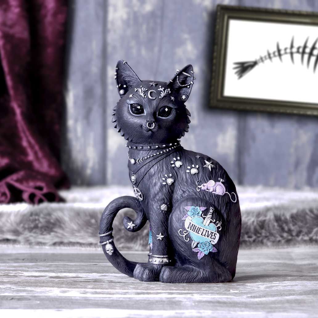 Figurine de Chat "Neuf Vies" 22 cm - flash vidéo
