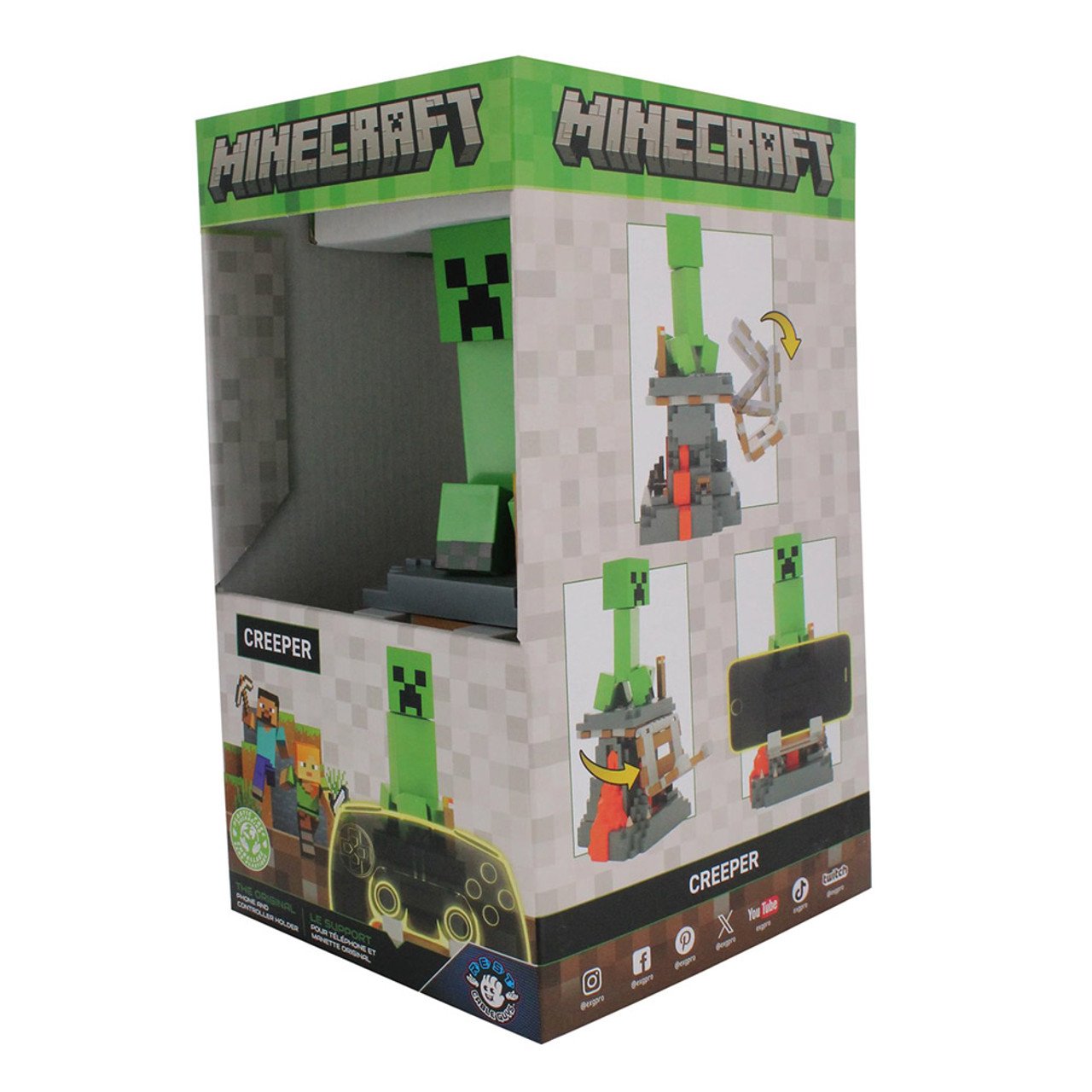 Cable Guys R.E.S.T - Minecraft - Creeper Support pour Téléphone et Manette - flash vidéo
