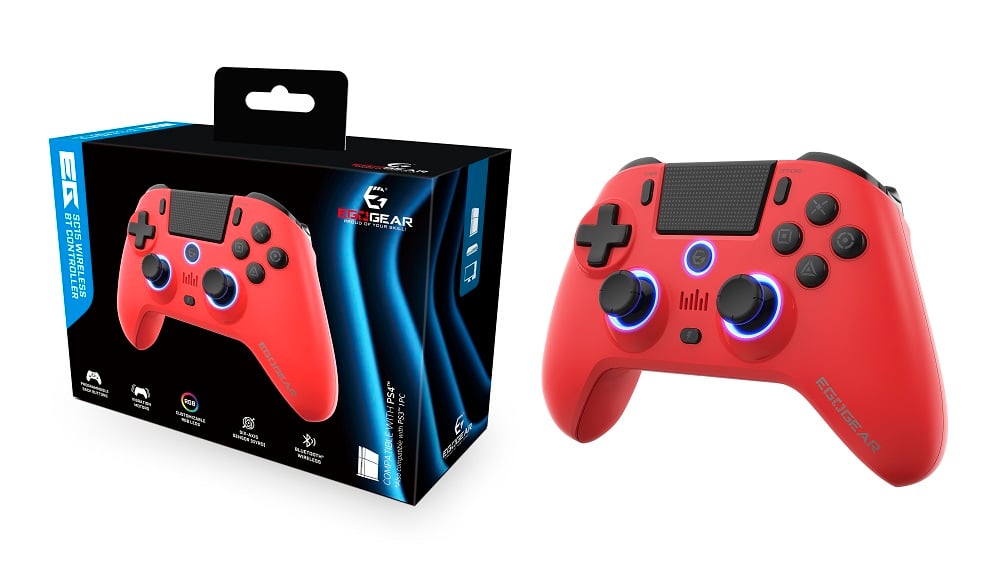 EgoGear - Manette sans fil Bluetooth SC15 Rouge pour PS4, PS3 et PC - flash vidéo