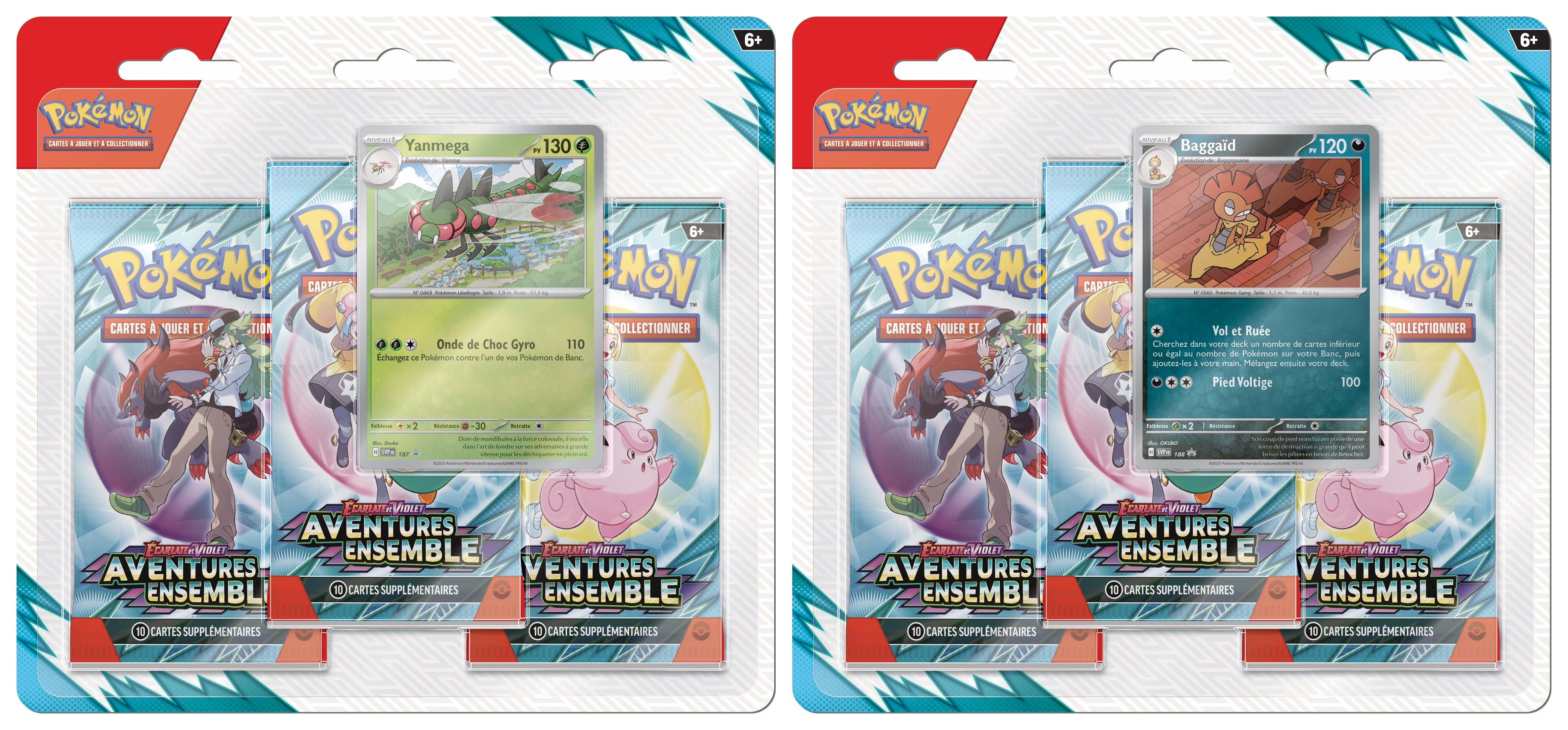 Pokémon JCC - Écarlate et Violet - Pack Blister de 3 Boosters EV09 Aventures Ensemble Baggaïd ou Yanmega (1 Booster aléatoire) - flash vidéo