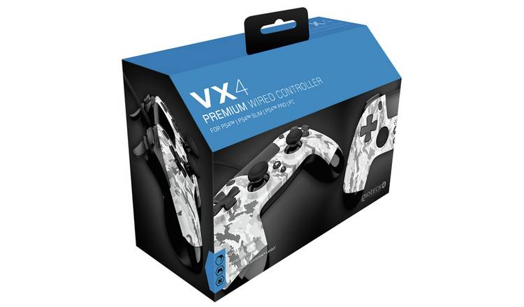 Gioteck - Manette filaire premium VX4 Camouflage Arctique pour PS4 et PC - flash vidéo