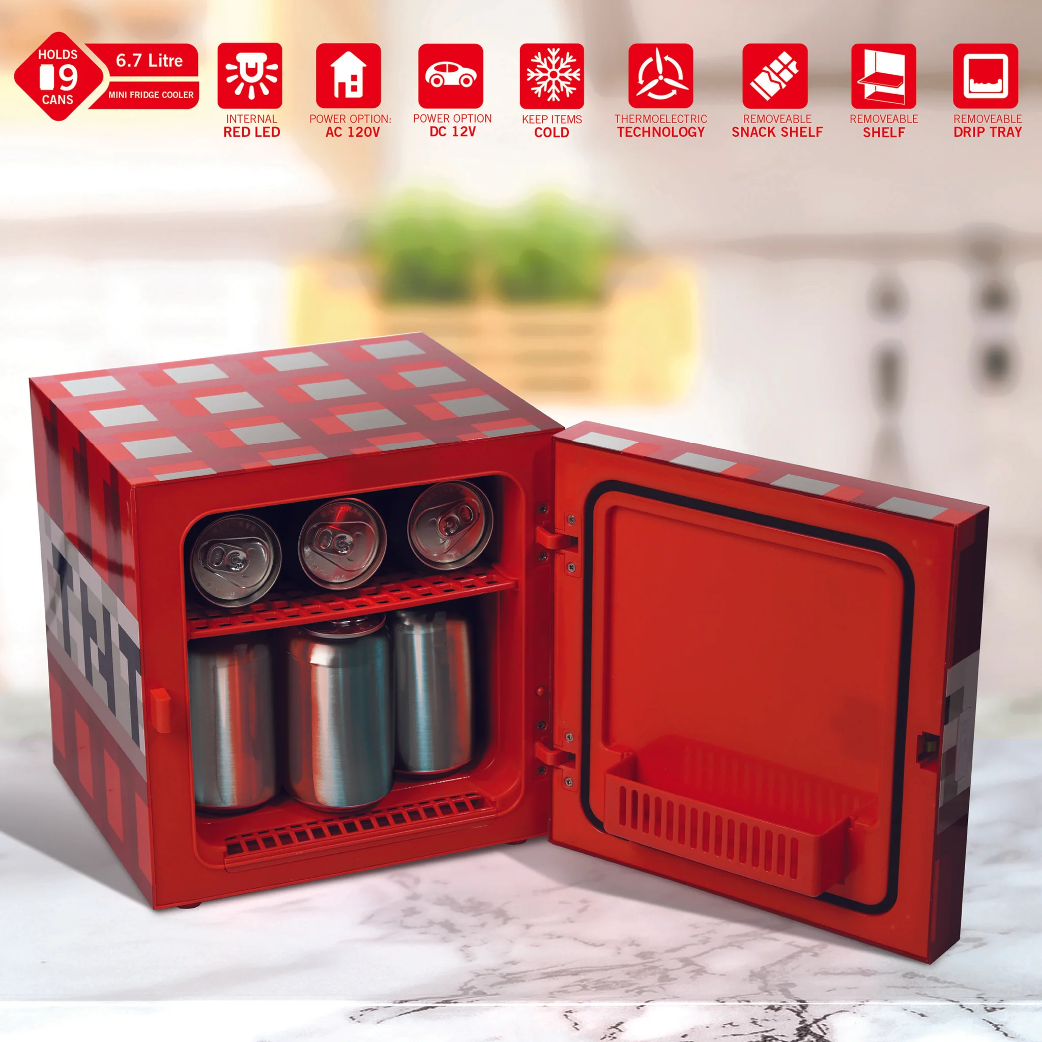 UKON!C - Minecraft - Mini réfrigérateur 6.7L (9 Cannettes) Bloc TNT - flash vidéo