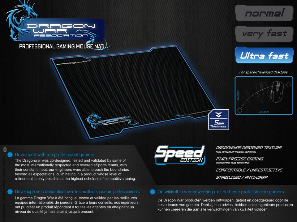 Dragonwar Gaming Mousepad Speed Edition - flash vidéo