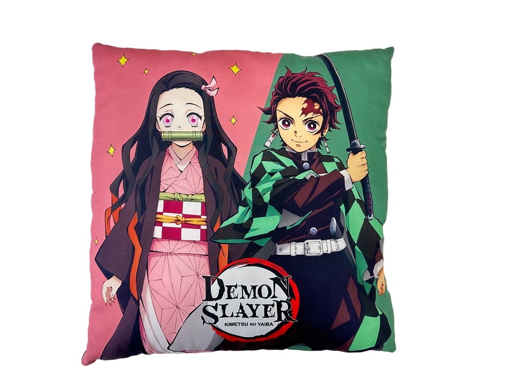 Demon Slayer: Kimetsu no Yaiba - Coussin double face Tanjiro et ses amis (40x40cm) - flash vidéo