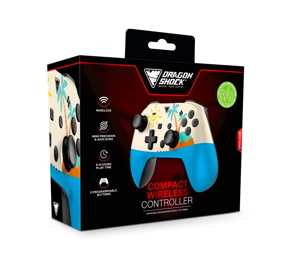 DragonShock - Manette compacte sans fil Bluetooth PopTop The Island pour Nintendo Switch et Switch OLED - flash vidéo